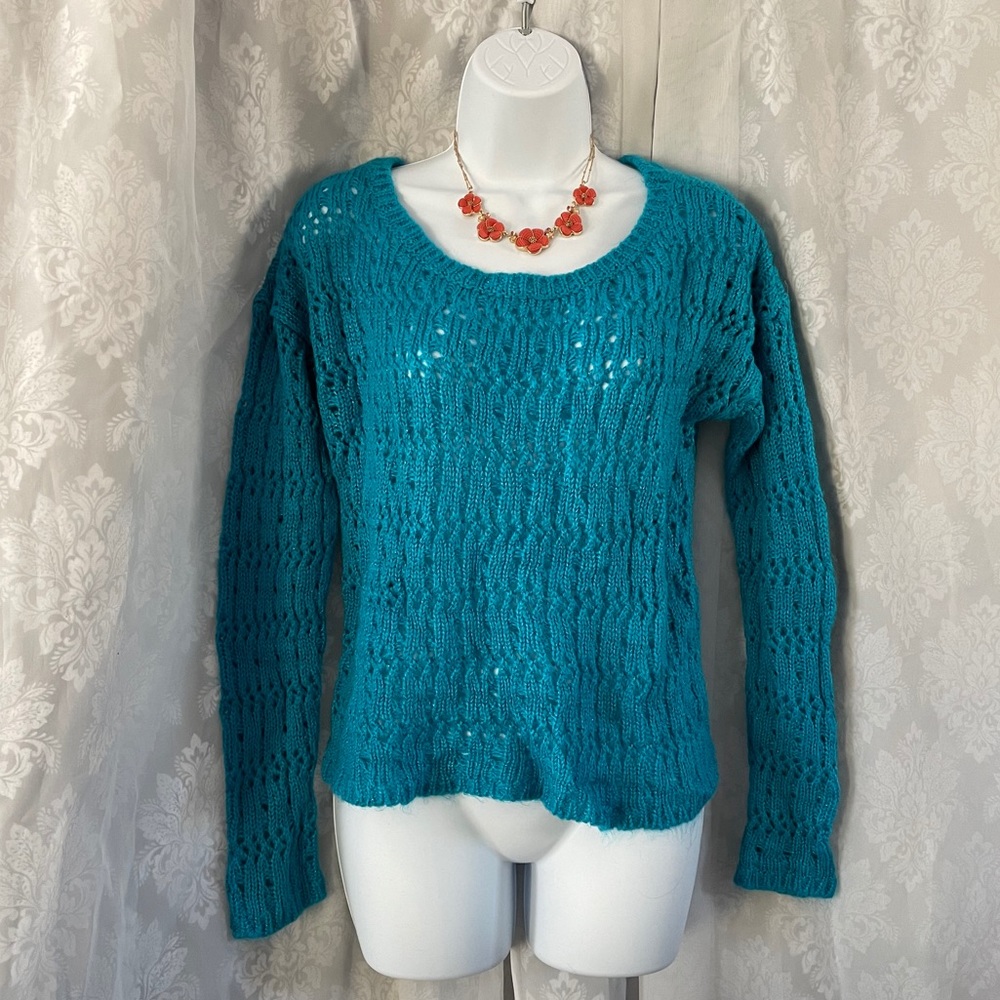Chunky Aeropostale Blue Silver Metallic Knit Sweater
